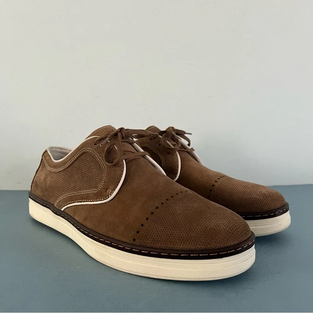 Johnston & Murphy Denby Camel Brown Suede Cap Toe Lace Up Oxford‎ Shoes